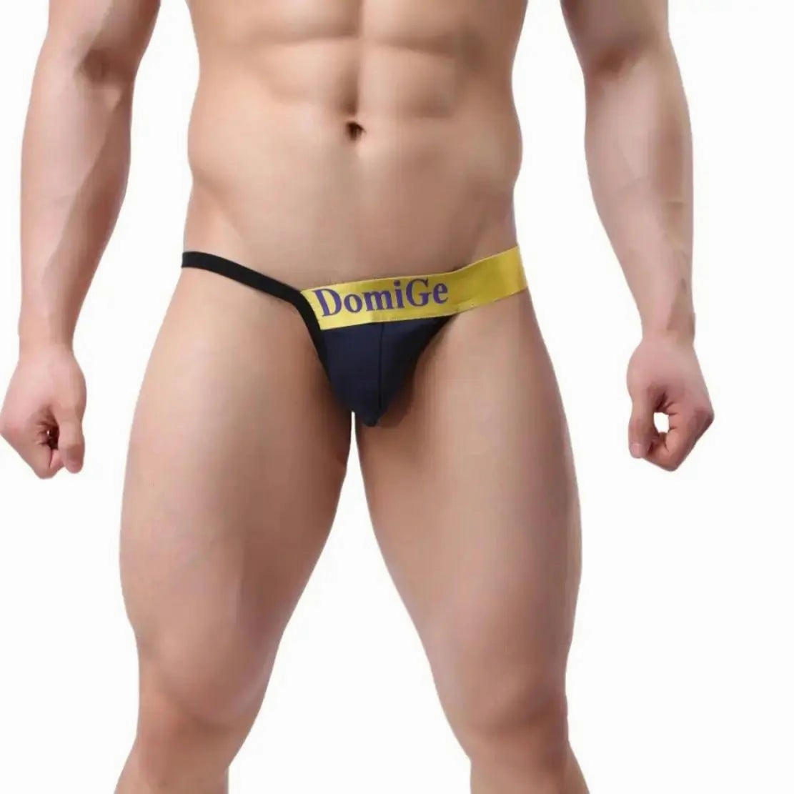 DomiGe Men's T-Back Thong Adjustable Waistband Logo Male Underwear