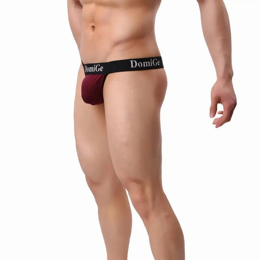 DomiGe Men's T-Back Thong Adjustable Waistband Logo Male Underwear