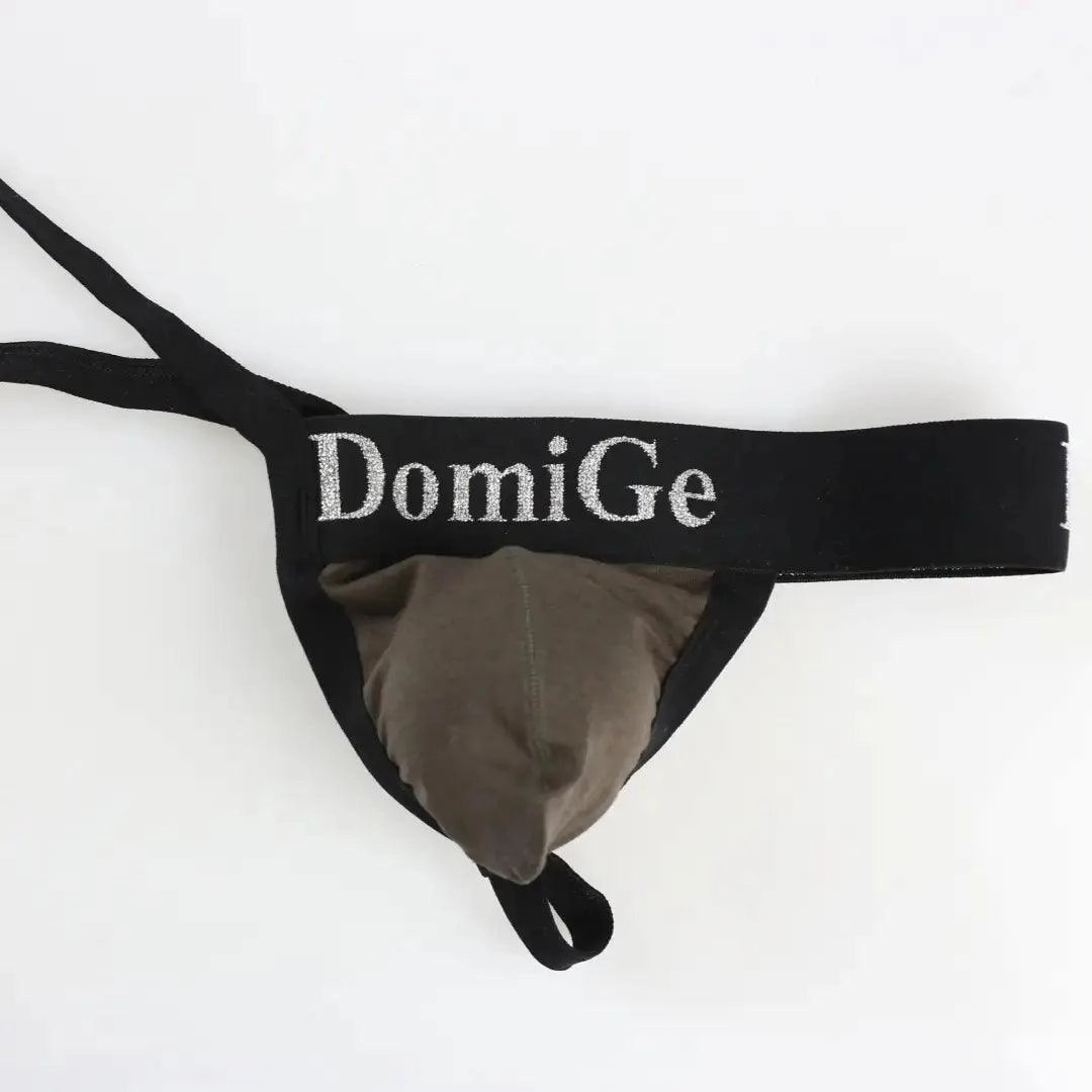 DomiGe Men's T-Back Thong Adjustable Waistband Logo Male Underwear