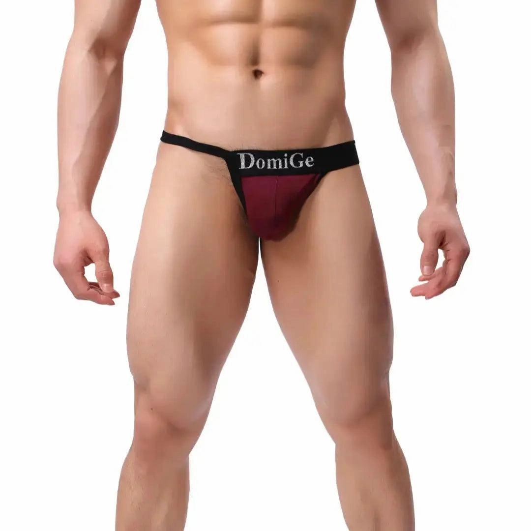 DomiGe Men's T-Back Thong Adjustable Waistband Logo Male Underwear