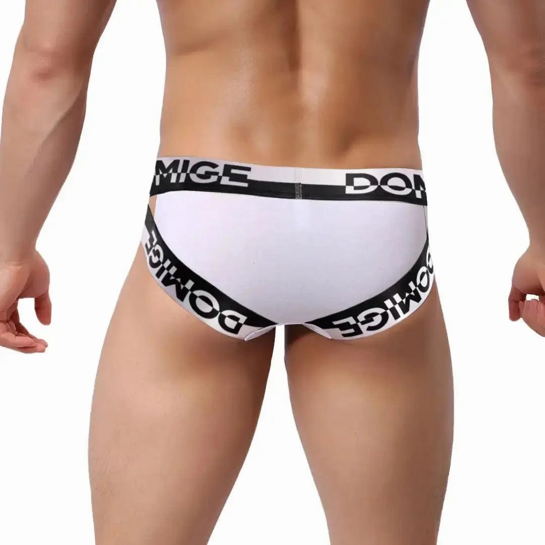 DomiGe Men's Underwear Briefs with Silver Logo Waistband Briefs