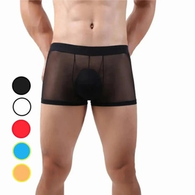 DomiGe Sheer Men's Low Rise See-Through Mesh Boxer Shorts