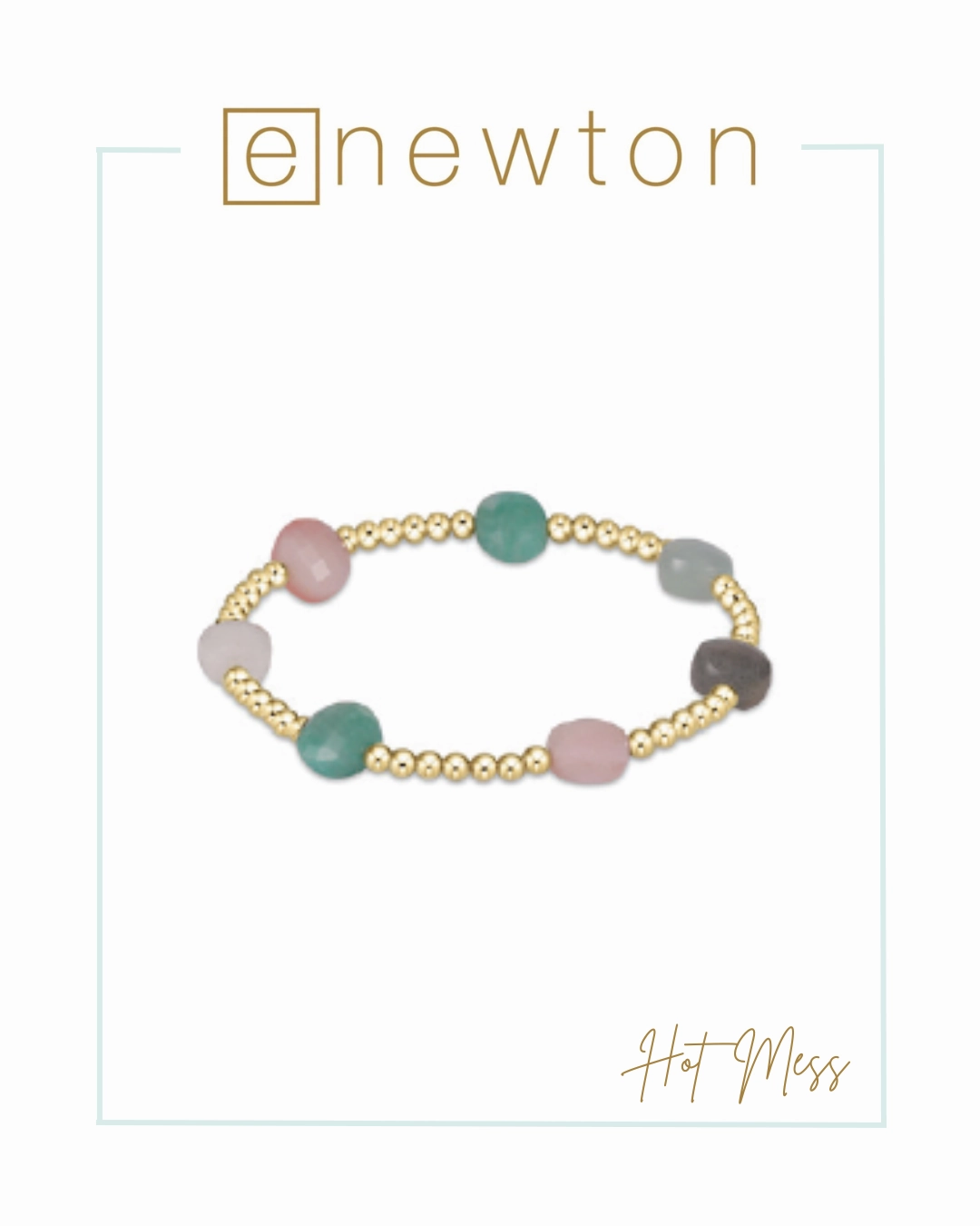 E Newton Admire Gold Pattern 3mm Bead Bracelet - Gemstones