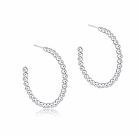 E Newton Beaded Classic 1.25" Post Hoop - 3mm Sterling