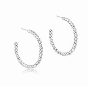 E Newton Beaded Classic 1.25" Post Hoop - 3mm Sterling