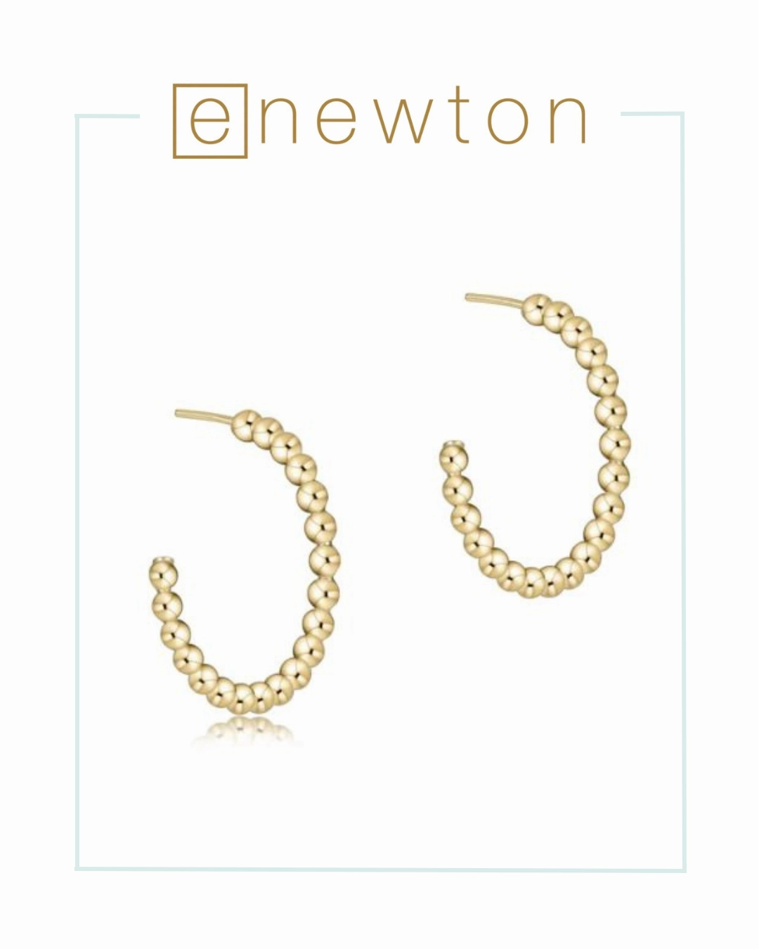 E Newton Beaded Classic 1.25" Post Hoop - 4mm Gold