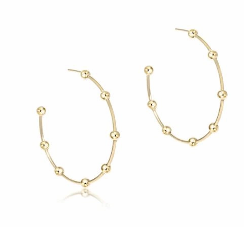 E Newton Beaded Simplicity 1.5" Post Hoop - 4mm Gold