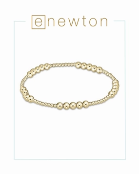E Newton Classic Blissful Pattern 2mm Bead Bracelet - 4mm Gold