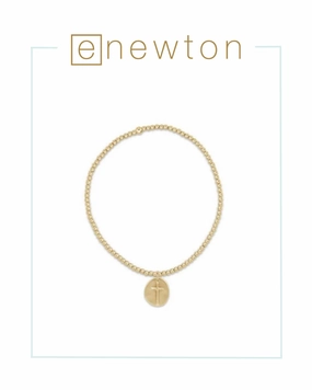 E Newton Classic Gold 2mm Bead Bracelet - Inspire Small Gold Charm