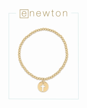 E Newton Classic Gold 3mm Bead Bracelet - Blessed Gold Disc