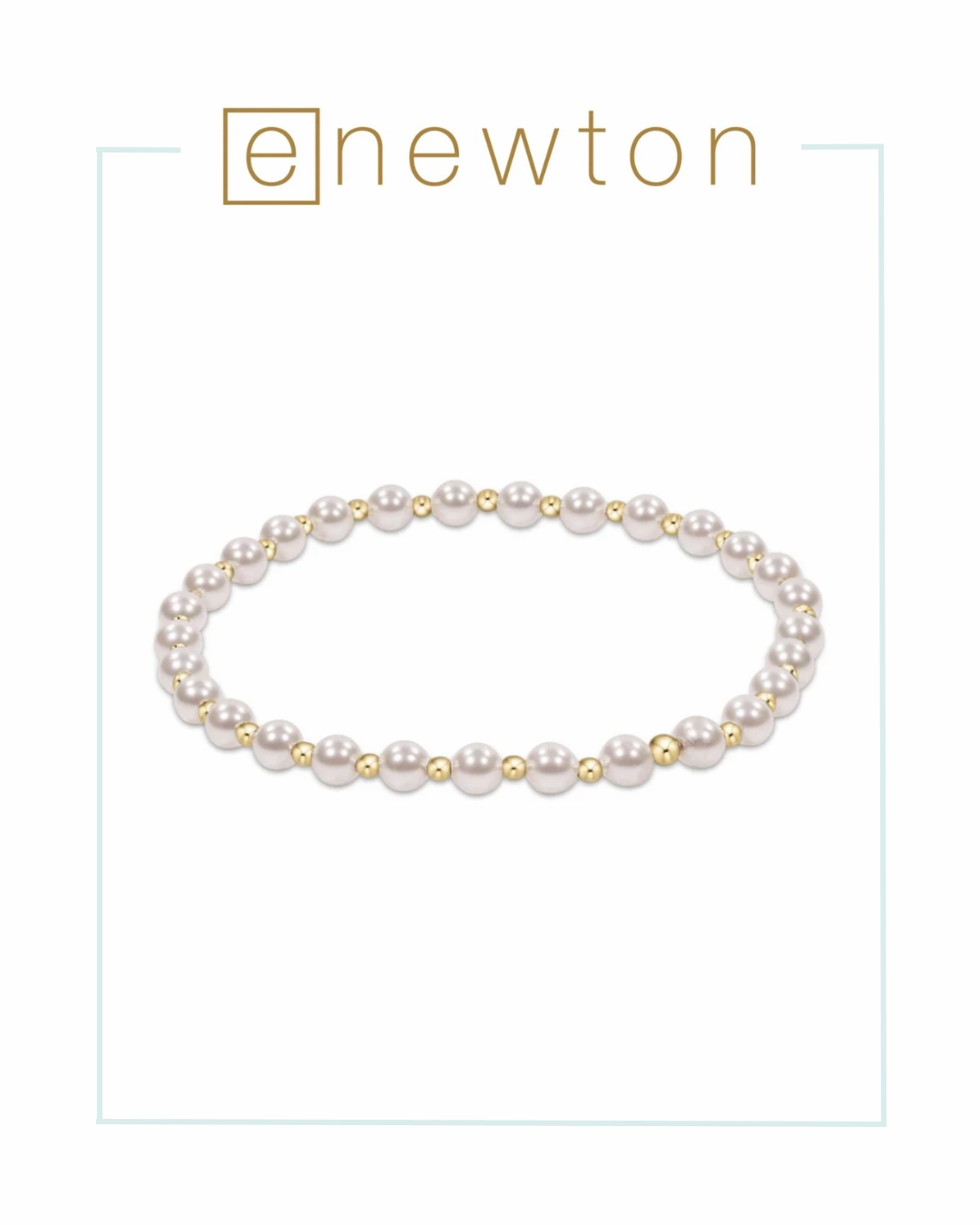 E Newton Classic Grateful Pattern Bead Bracelet - Pearl