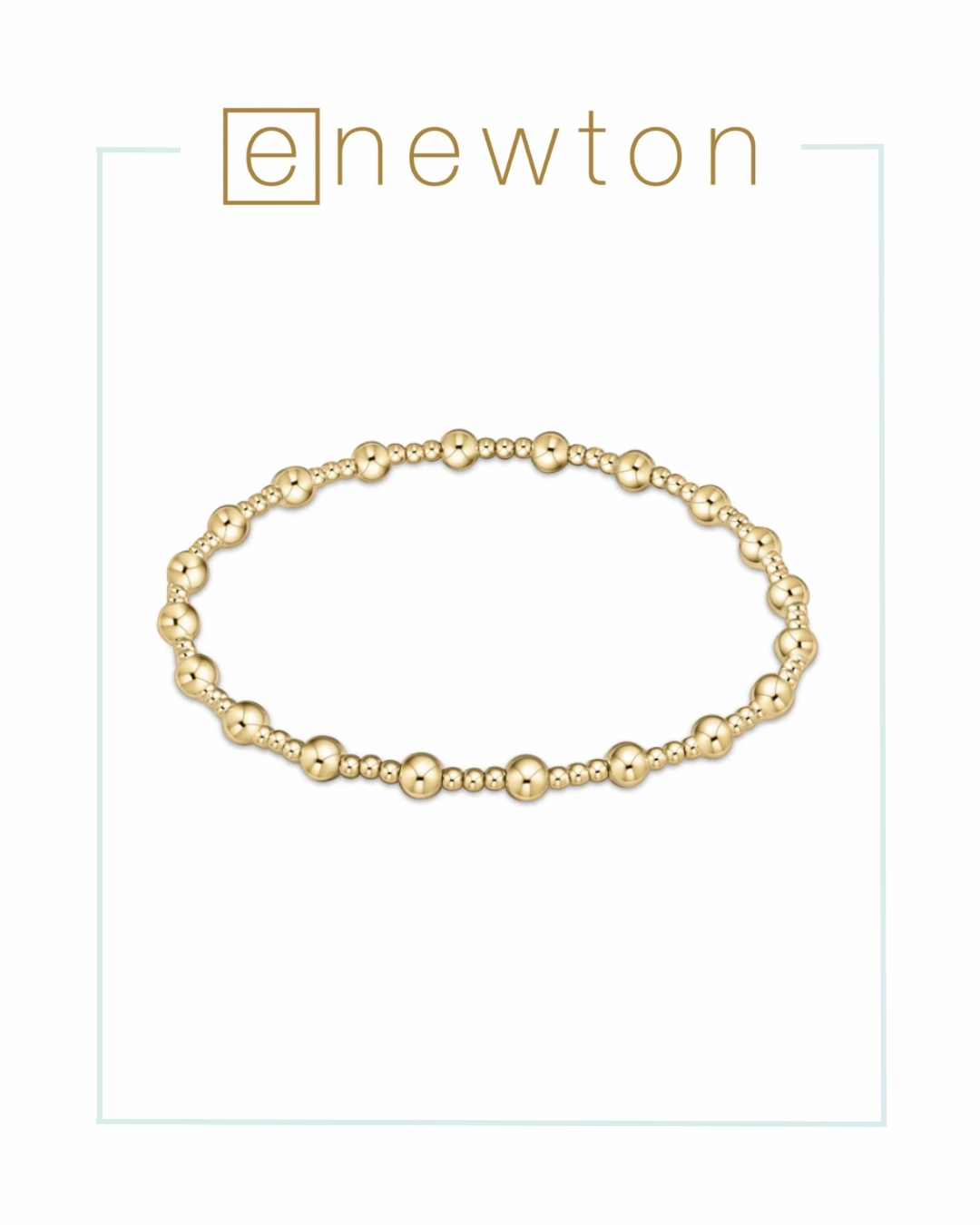 E Newton Classic Sincerity Pattern 4mm Bead Bracelet - Gold