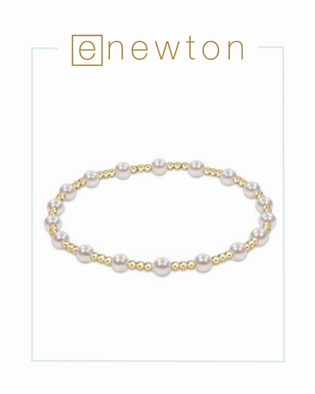 E Newton Classic Sincerity Pattern 4mm Bead Bracelet - Pearl
