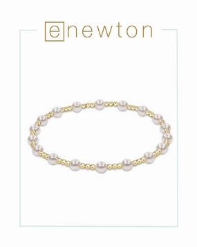 E Newton Classic Sincerity Pattern 4mm Bead Bracelet - Pearl