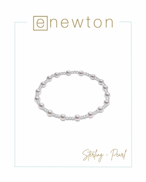 E Newton Classic Sincerity Pattern Sterling 4mm Bead Bracelet - Pearl