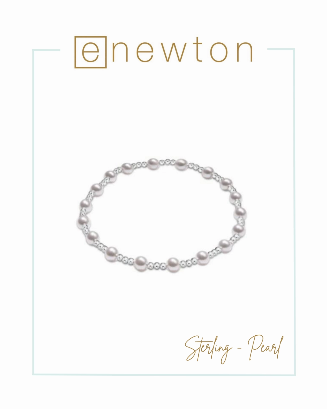 E Newton Classic Sincerity Pattern Sterling 4mm Bead Bracelet - Pearl