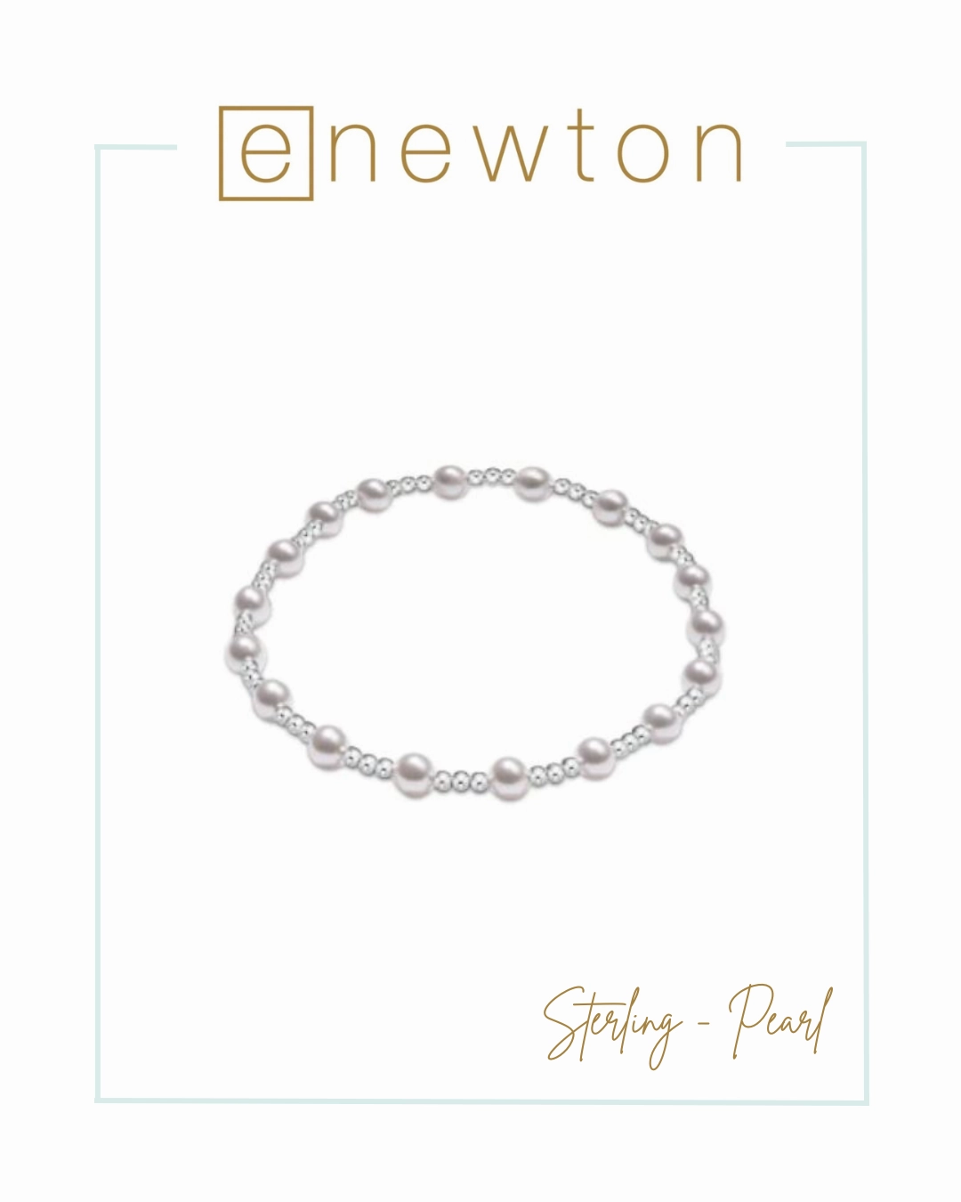 E Newton Classic Sincerity Pattern Sterling 4mm Bead Bracelet - Pearl