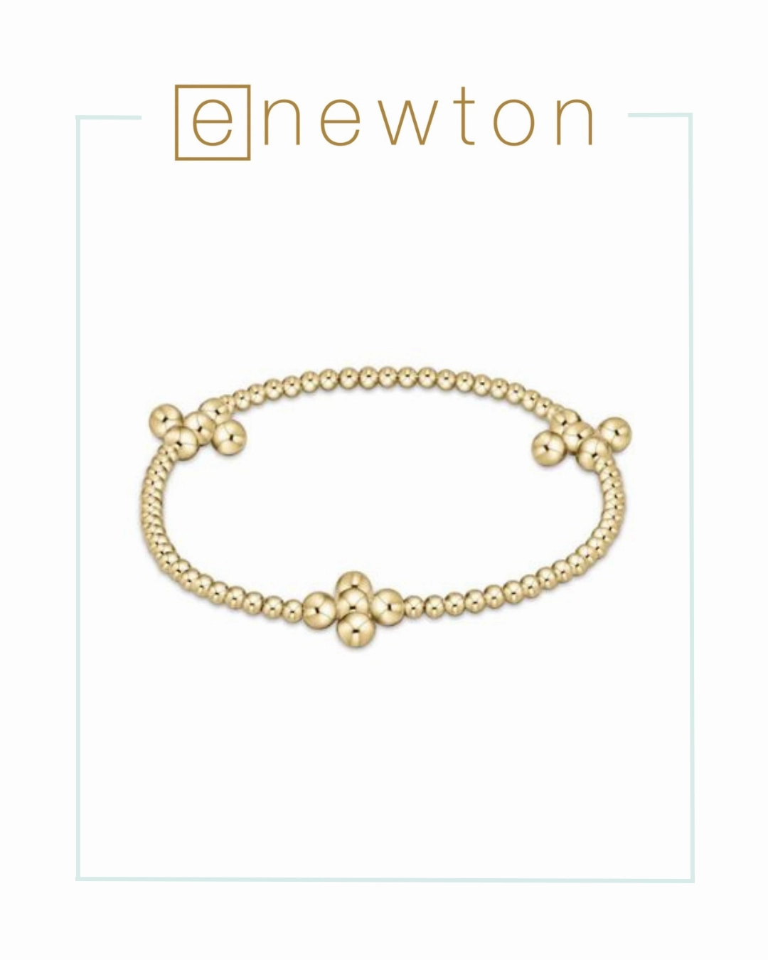 E Newton Signature Cross Gold Pattern 2.5mm Bead Bracelet - Classic Beaded Signature Cross Gold - 4mm Bead Gold