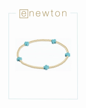 E Newton Signature Cross Small Gold Pattern 2mm Bead Bracelet