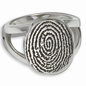 Elegant Oval Personalized Print Memorial Ring