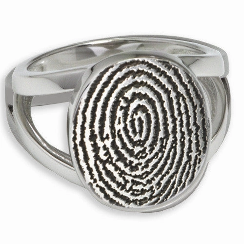 Elegant Oval Personalized Print Memorial Ring