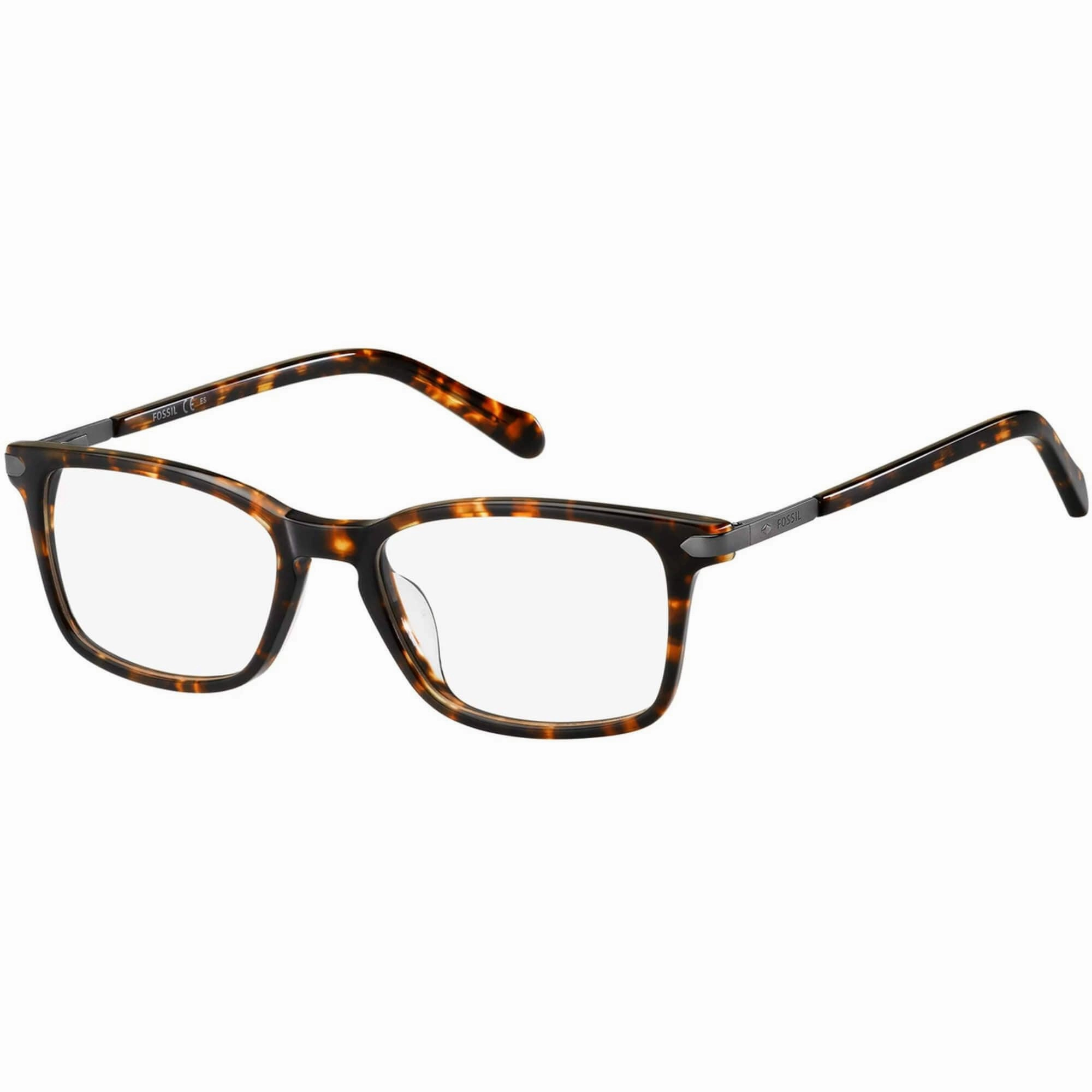 Fossil Men's Eyeglasses - Dark Havana Plastic Rectangular | FOSSIL FOS 7075/G 086