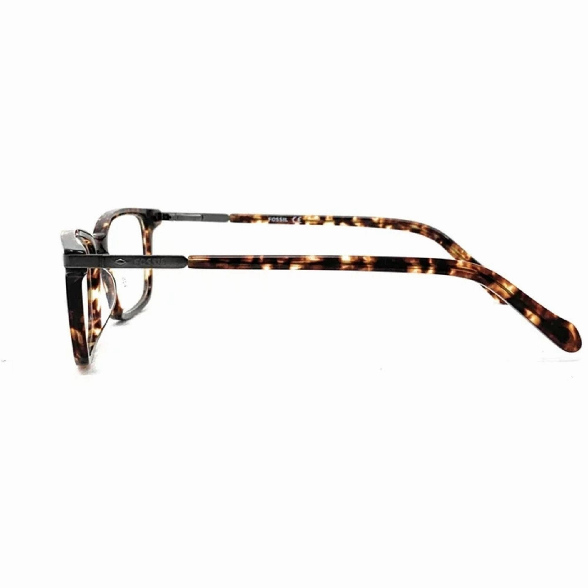 Fossil Men's Eyeglasses - Dark Havana Plastic Rectangular | FOSSIL FOS 7075/G 086