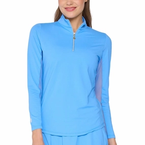 G Lifestyle Q Zip Sun Protection Golf Pullover Bright Peri - SS25 Women