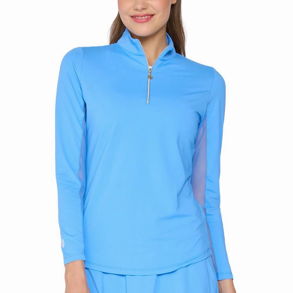 G Lifestyle Q Zip Sun Protection Golf Pullover Bright Peri - SS25 Women