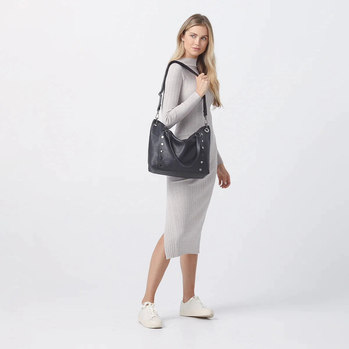 Hammitt Daniel Lrg Leather Tote Bag Black/Gunmetal
