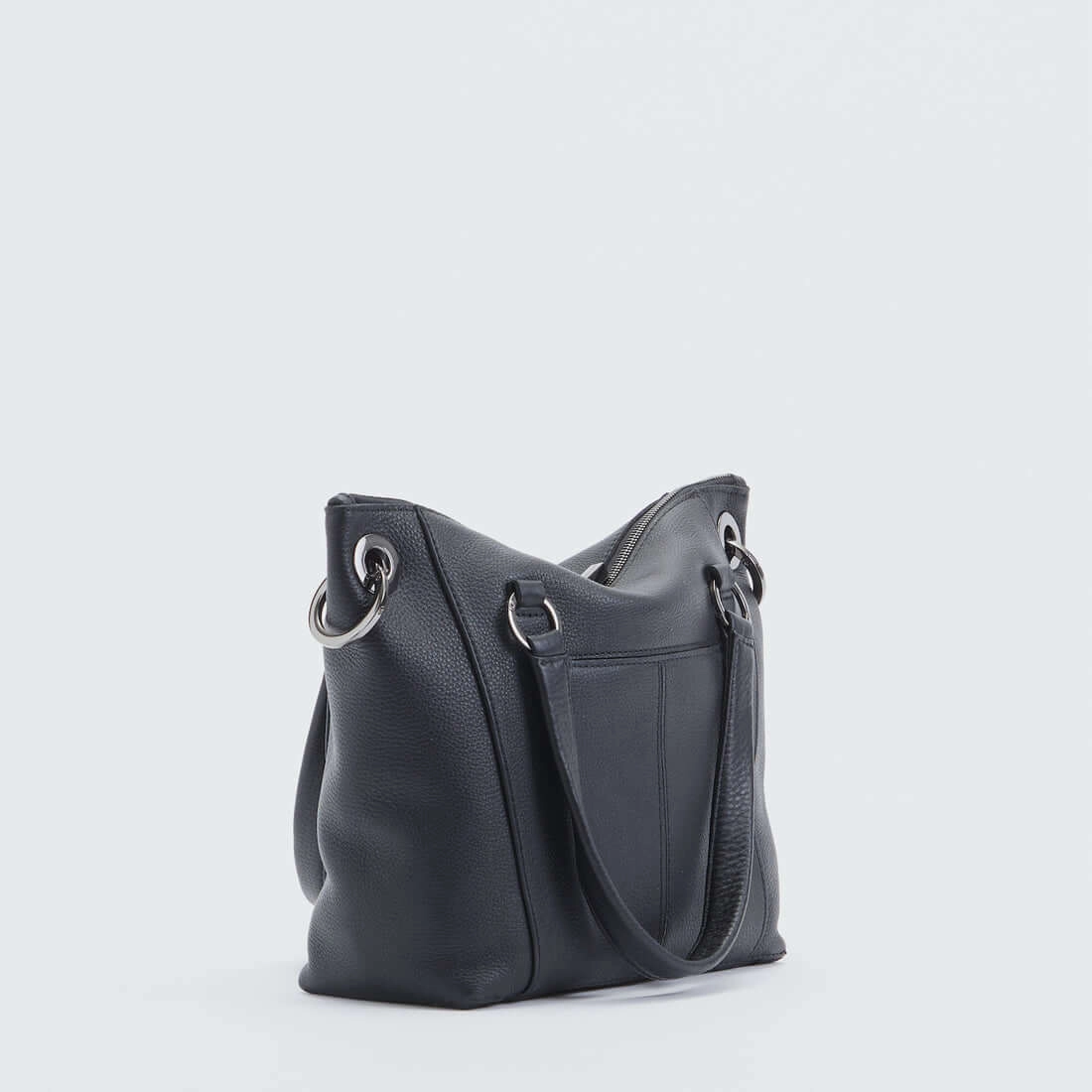 Hammitt Daniel Med Leather Satchel Bag Black/Gunmetal