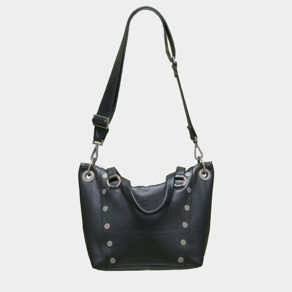 Hammitt Daniel Med Leather Satchel Bag Black/Gunmetal