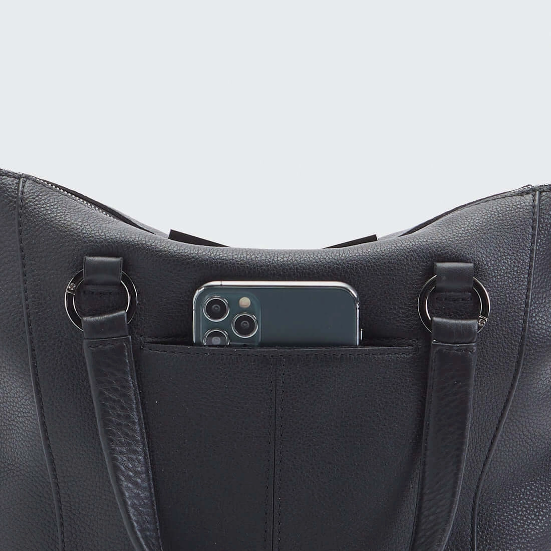 Hammitt Daniel Med Leather Satchel Bag Black/Gunmetal
