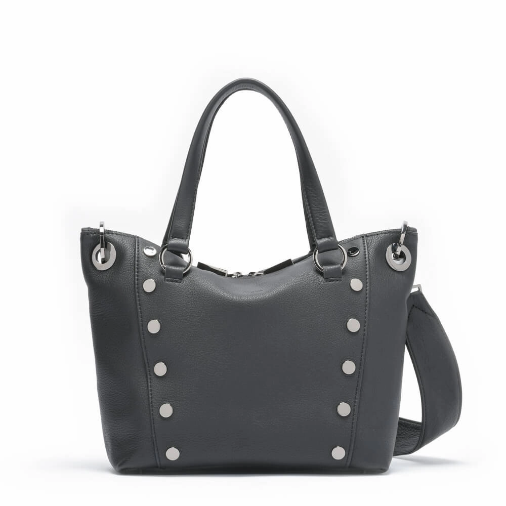 Hammitt Daniel Med Leather Satchel Bag Black/Gunmetal