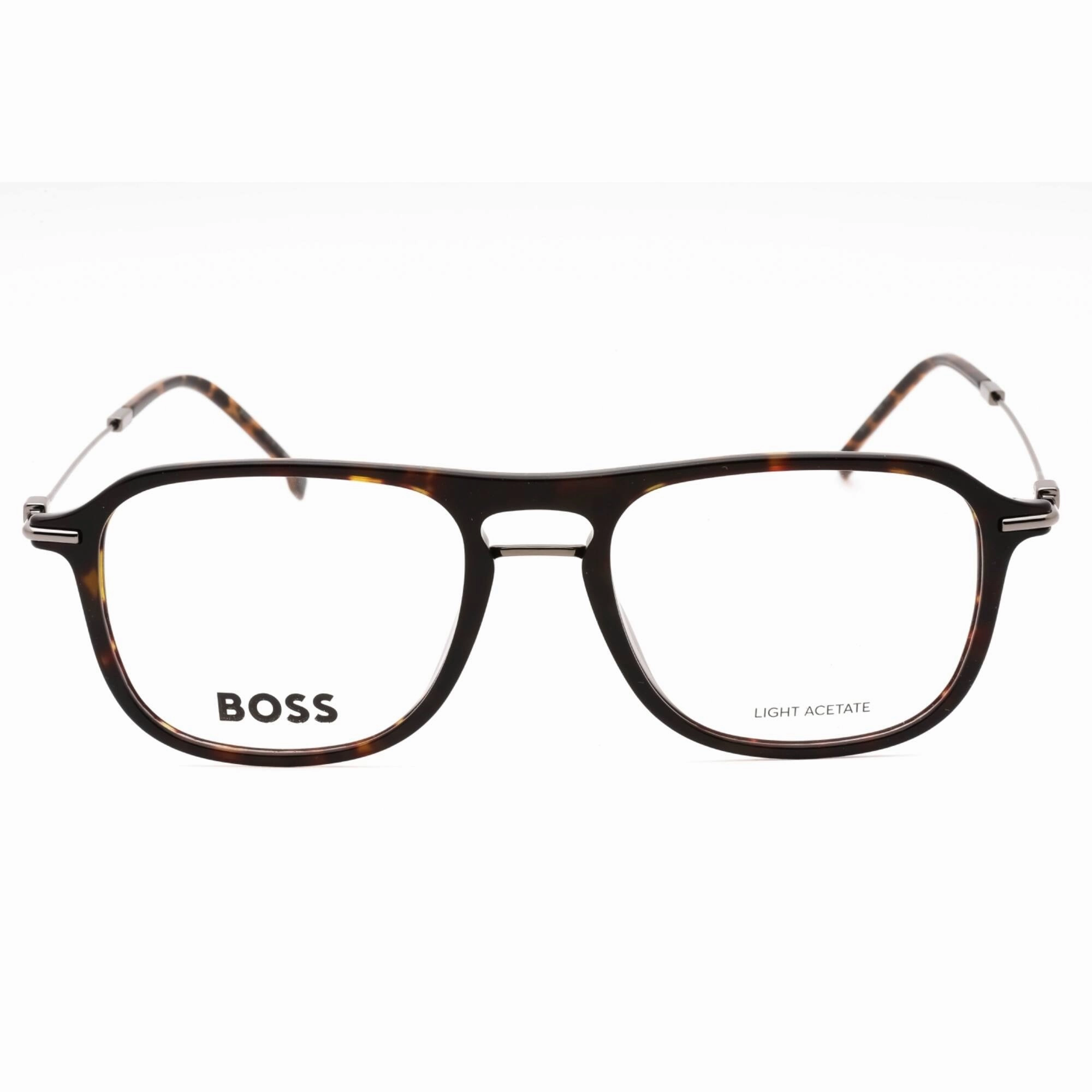 Hugo Boss Men's Eyeglasses - Havana Dark Ruthenium Plastic Frame | BOSS 1482 04HU 00