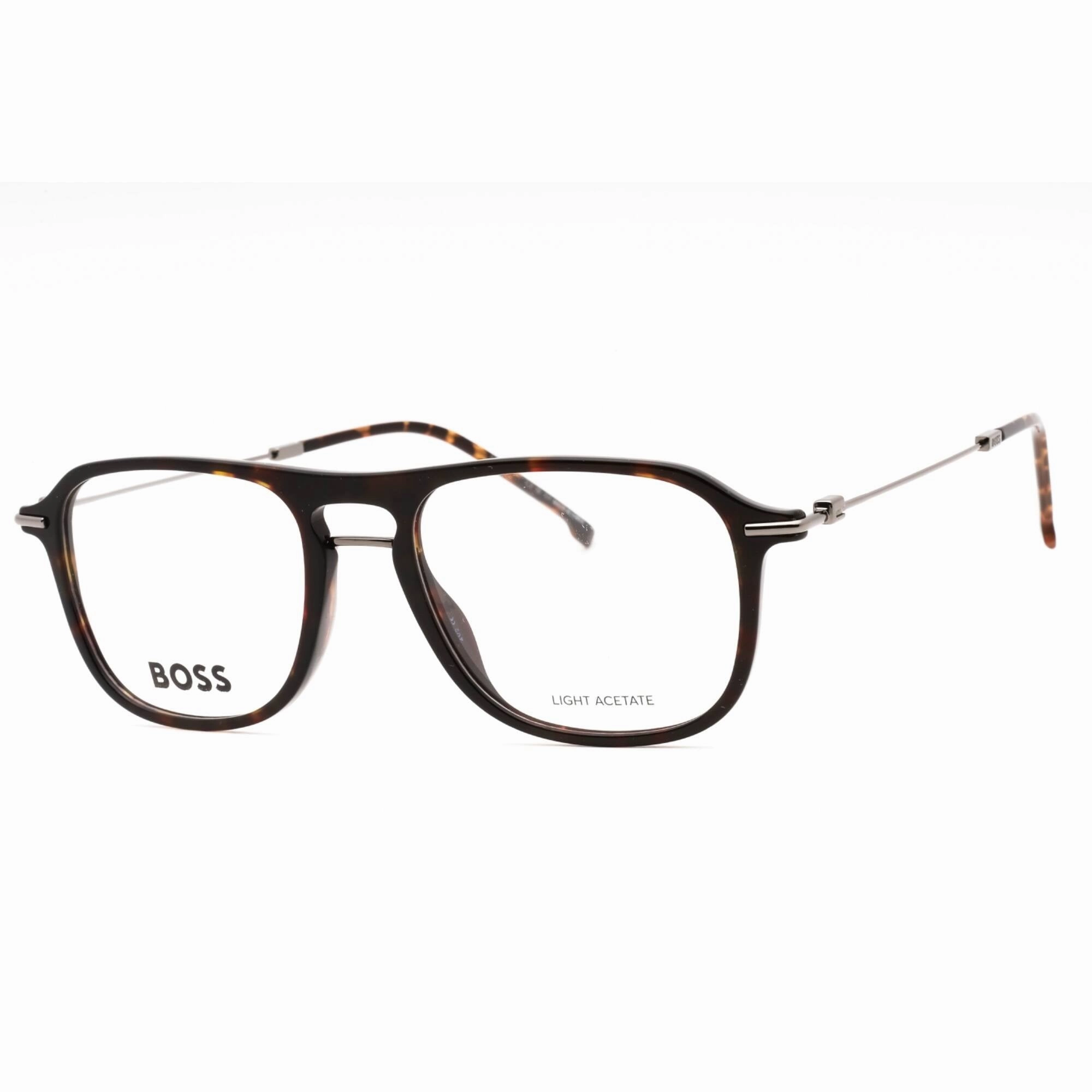 Hugo Boss Men's Eyeglasses - Havana Dark Ruthenium Plastic Frame | BOSS 1482 04HU 00