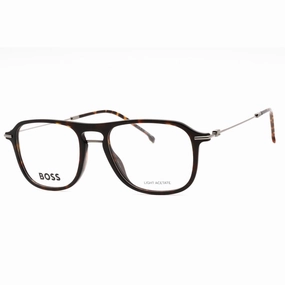 Hugo Boss Men's Eyeglasses - Havana Dark Ruthenium Plastic Frame | BOSS 1482 04HU 00