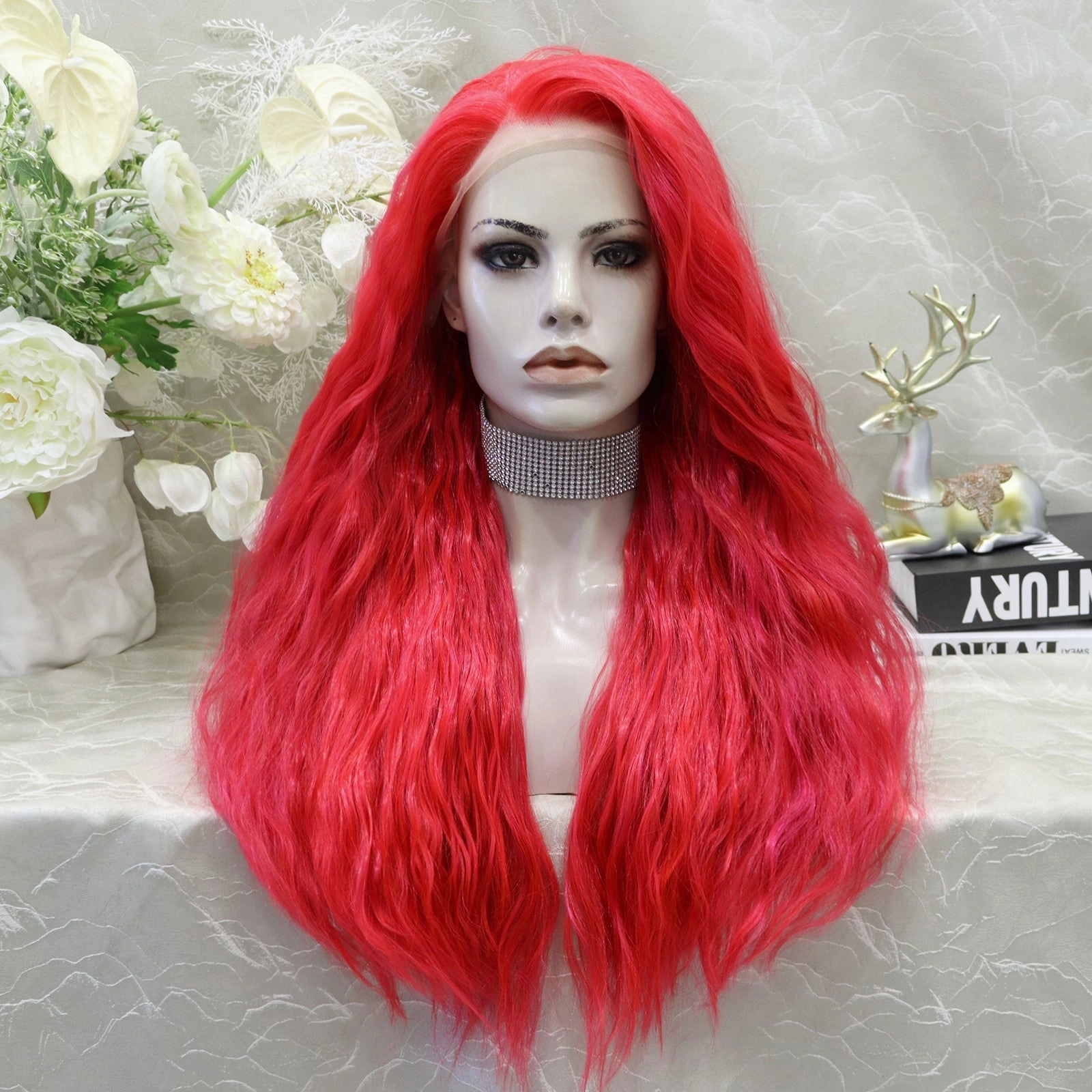 IMstyle Champagne-Multicolored Purple&Pink&Blonde Long Loose Curl 28'' Synthetic Lace Front Wig