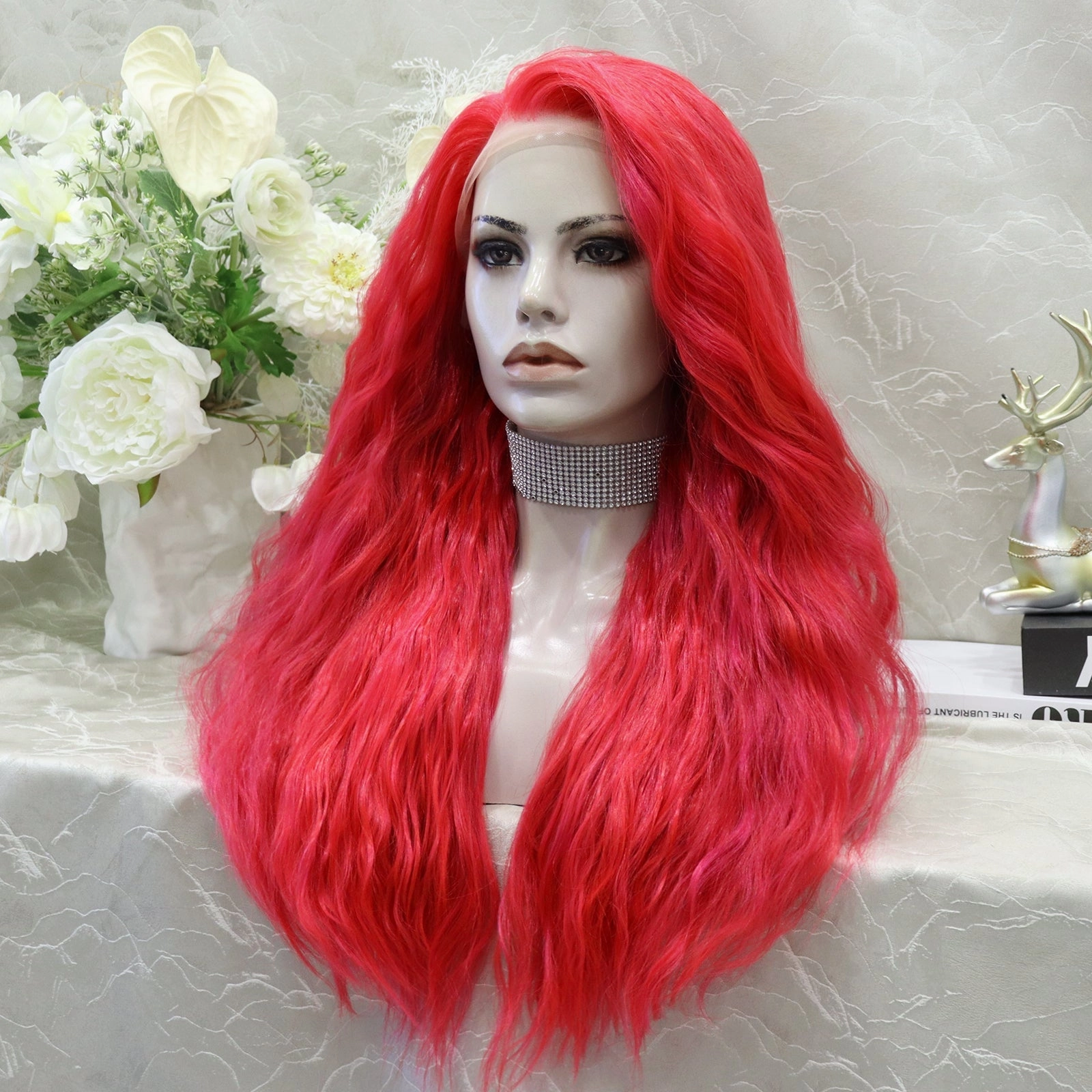 IMstyle Champagne-Multicolored Purple&Pink&Blonde Long Loose Curl 28'' Synthetic Lace Front Wig