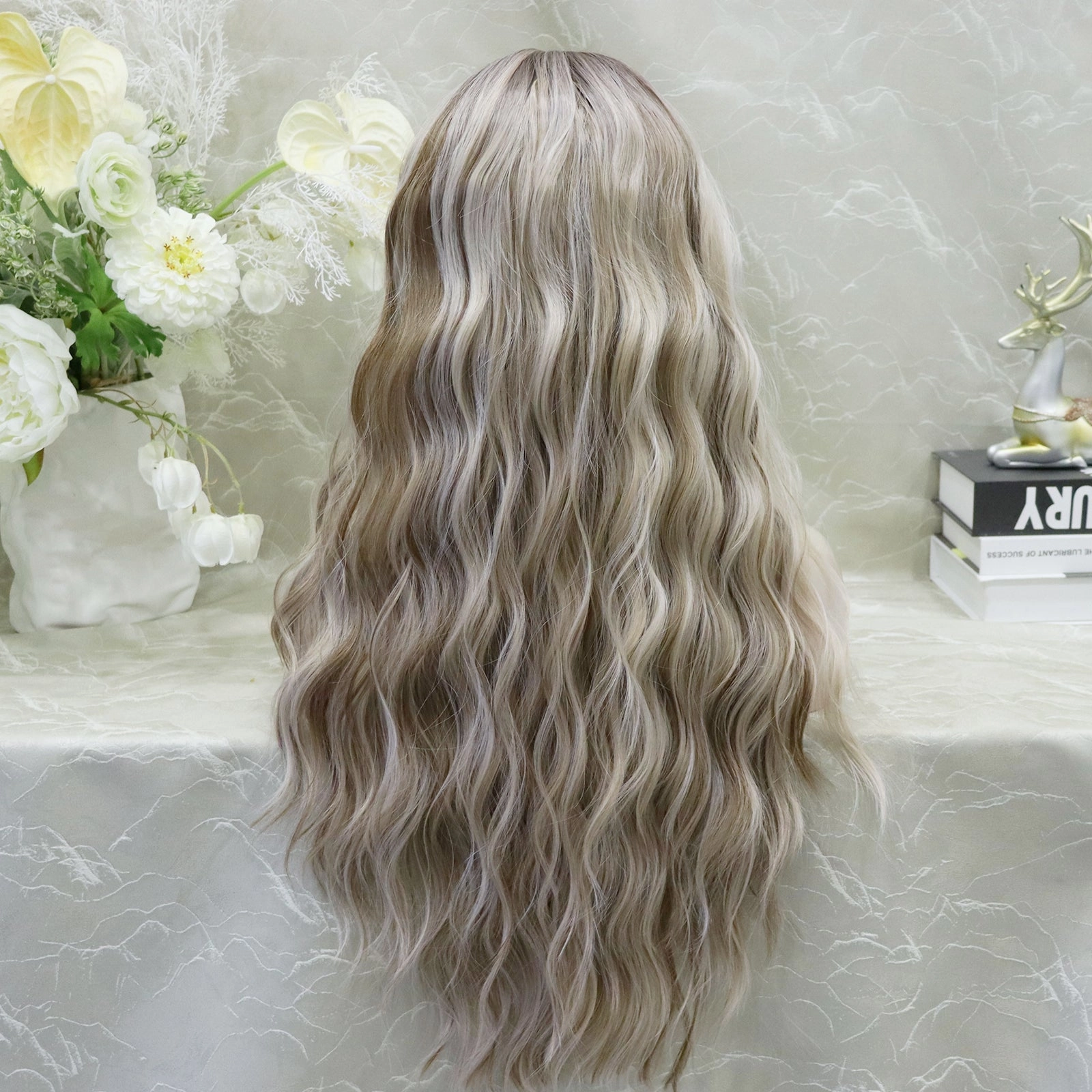 IMstyle Lily Blonde with Dark root 13*4 lace Front Synthetic wig Free parting