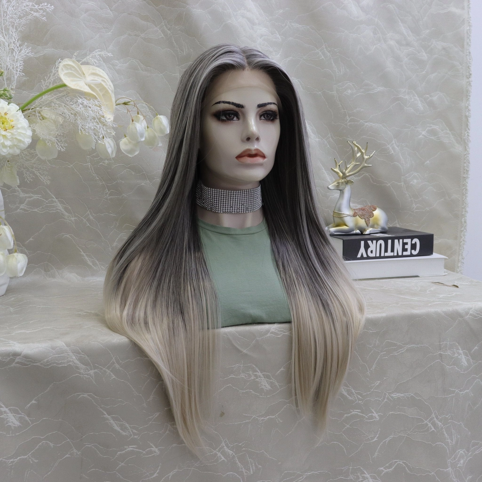 IMstyle Luisa grey ombré straight style T-part lace front Glue less TS75-2414
