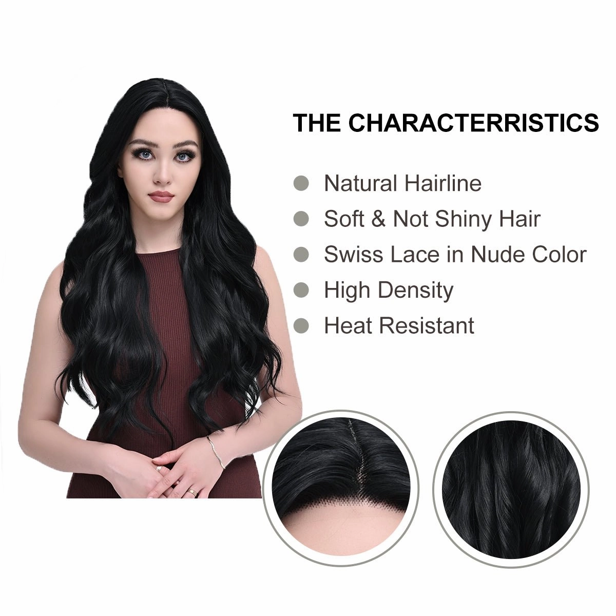 Imstylewigs-Diana-30 inches Black body wavy  lace wigs