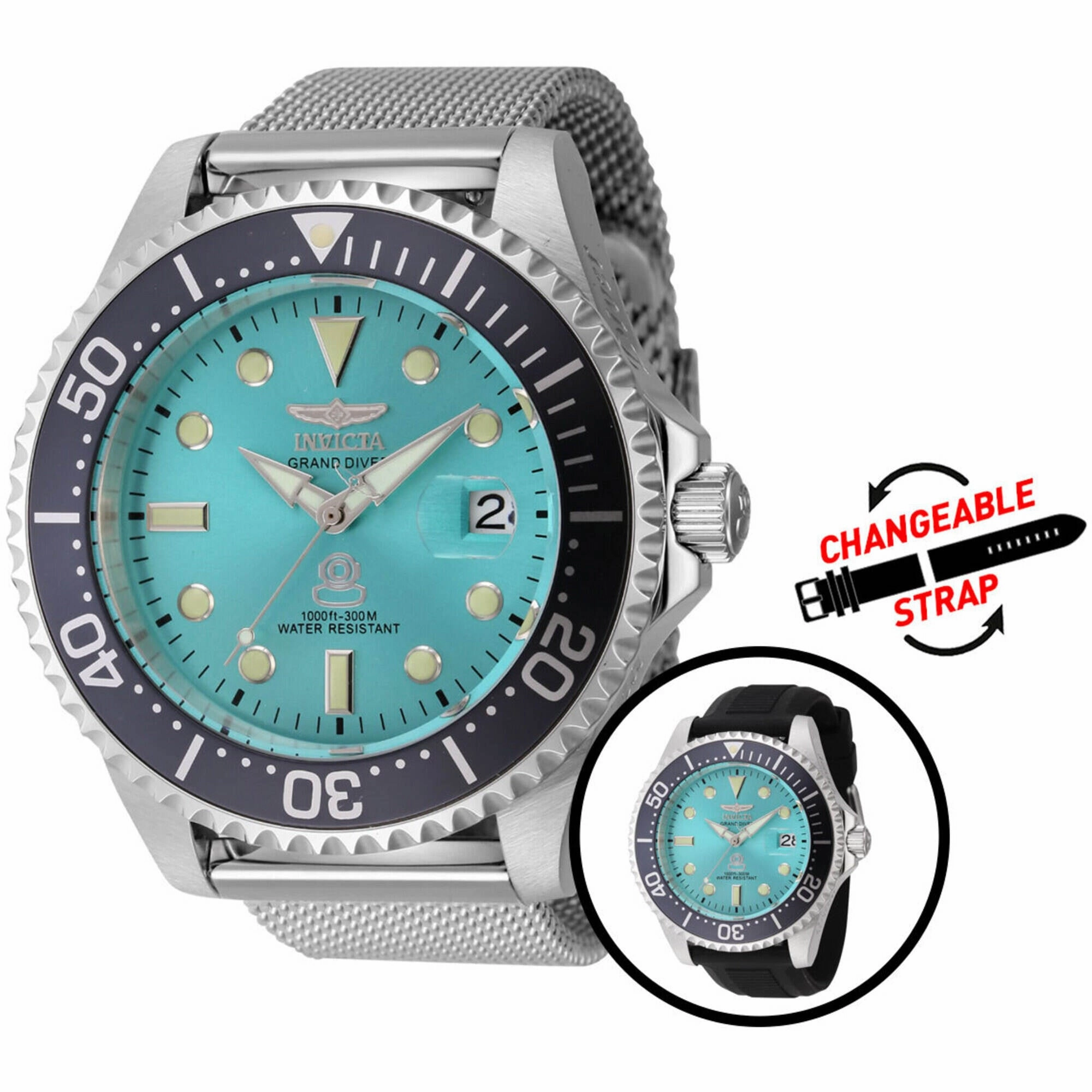 Invicta Men's Watch - Grand Diver Silver Tone Automatic Blue Dial Bracelet | 45804