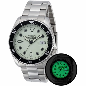 Invicta Men's Watch - Pro Diver Quartz Luminous Green Dial Steel Bracelet | 47305