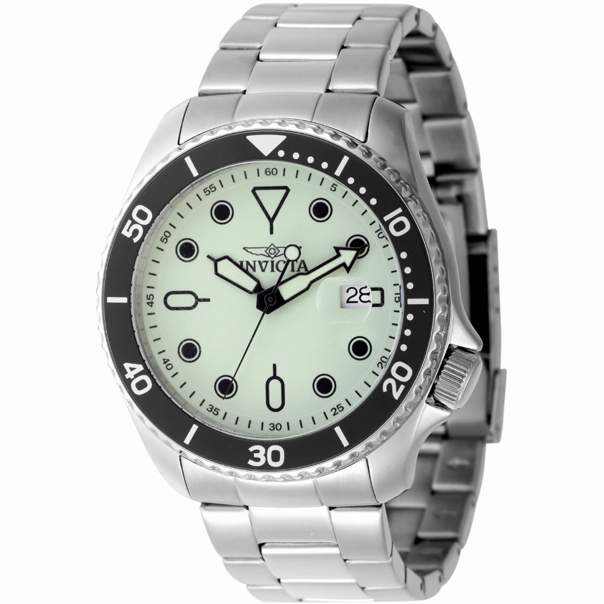 Invicta Men's Watch - Pro Diver Quartz Luminous Green Dial Steel Bracelet | 47305