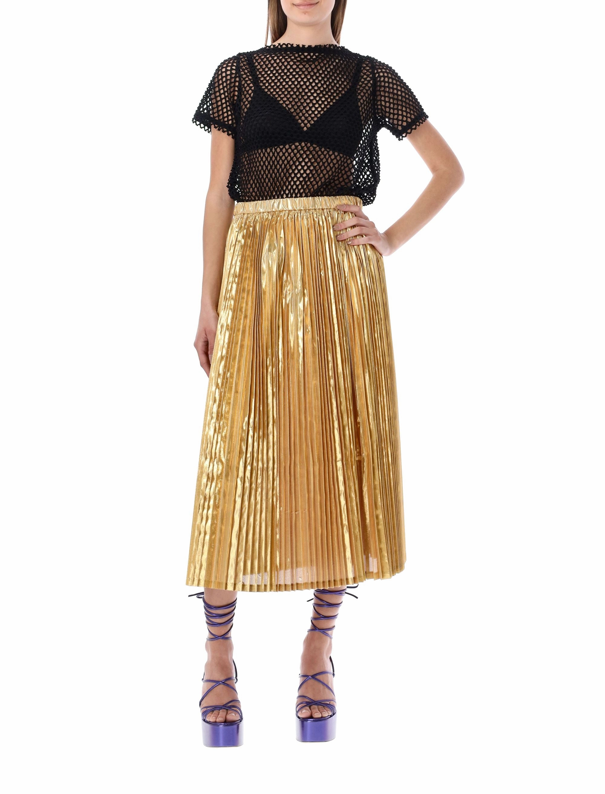 Junya Watanabe Elastic Waistband Pleated Midi Skirt