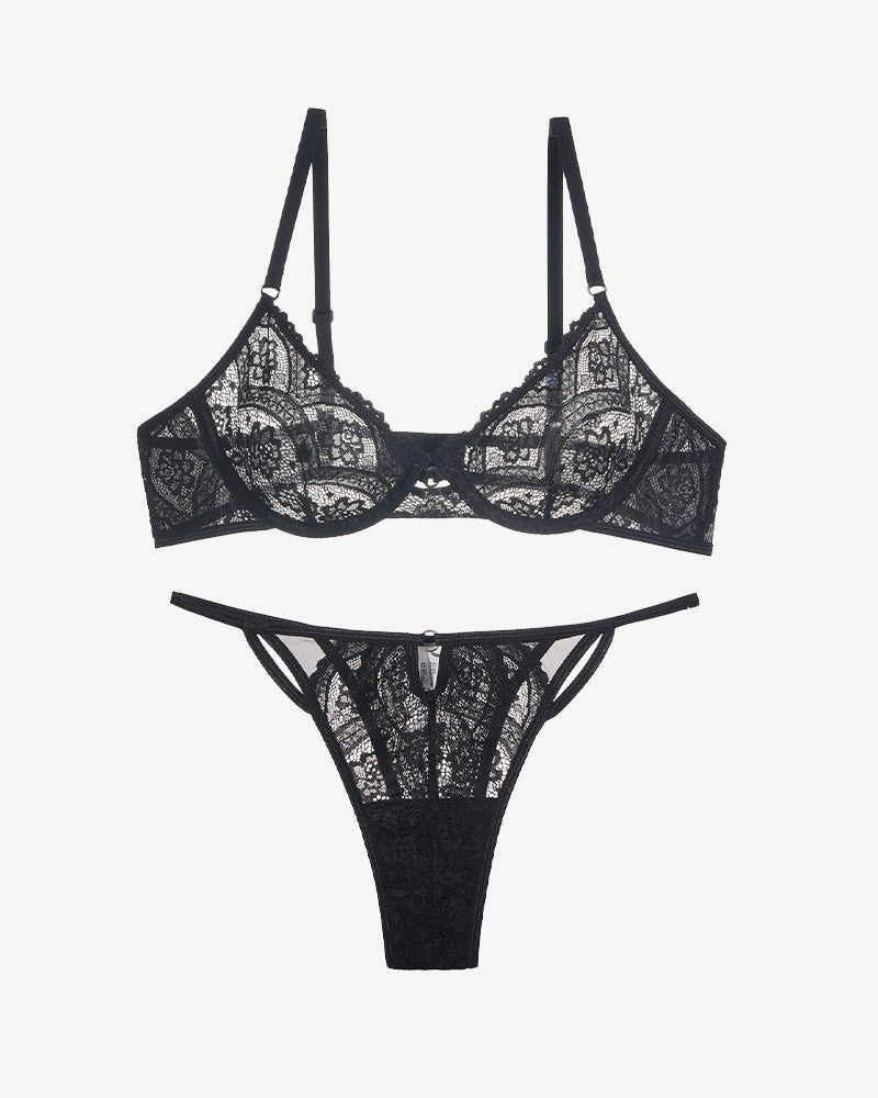 Lace 3/4 Cup Bra and Thong Set