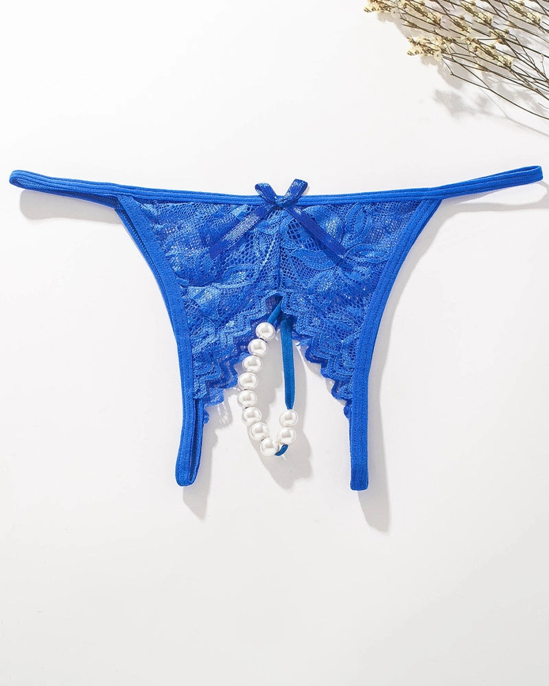 Lace Pearl G-String Low Rise T-Back Thongs