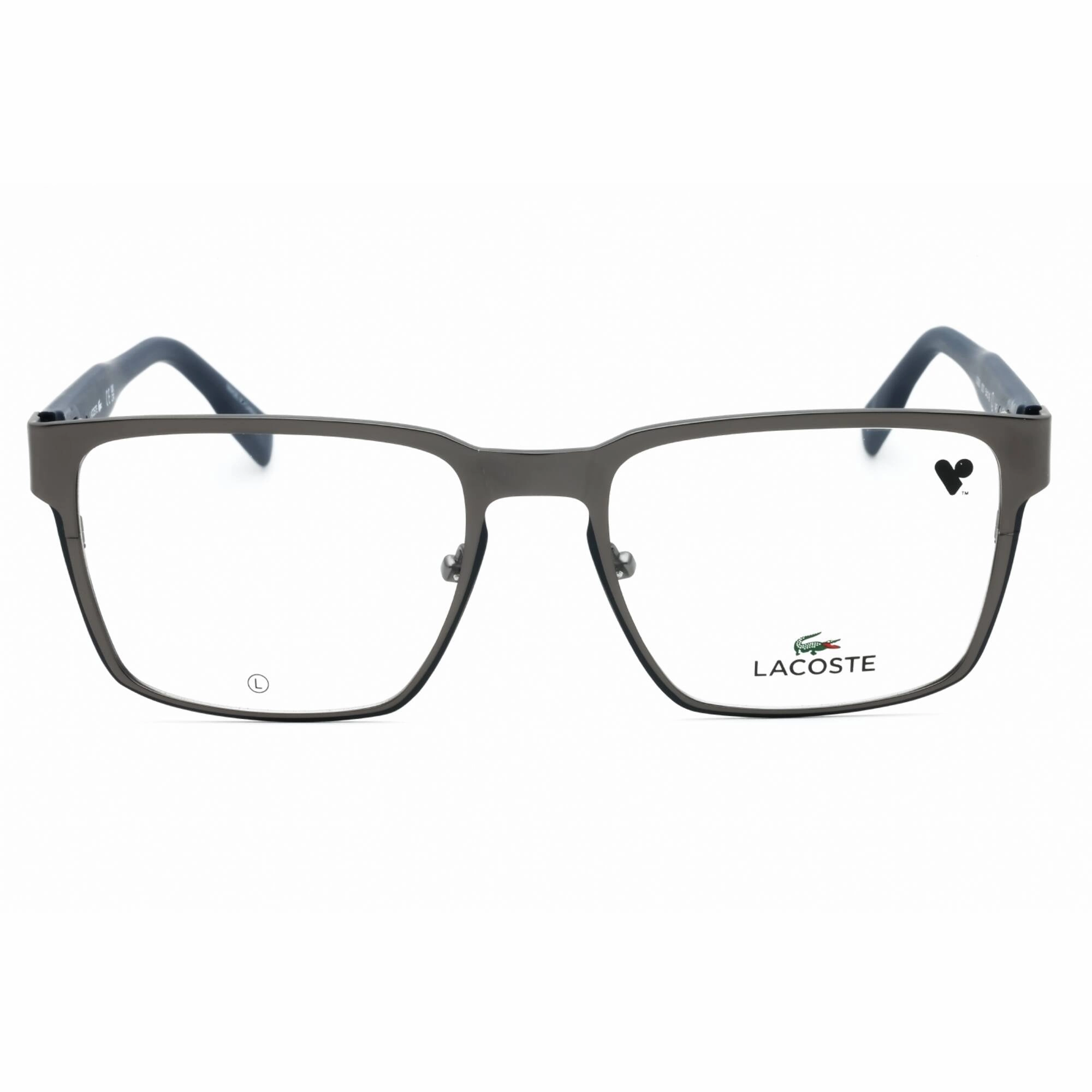 Lacoste Men's Eyeglasses - Matte Dark Gunmetal Metal Square Full Rim Frame | L2293 033