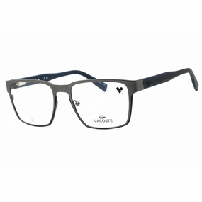Lacoste Men's Eyeglasses - Matte Dark Gunmetal Metal Square Full Rim Frame | L2293 033